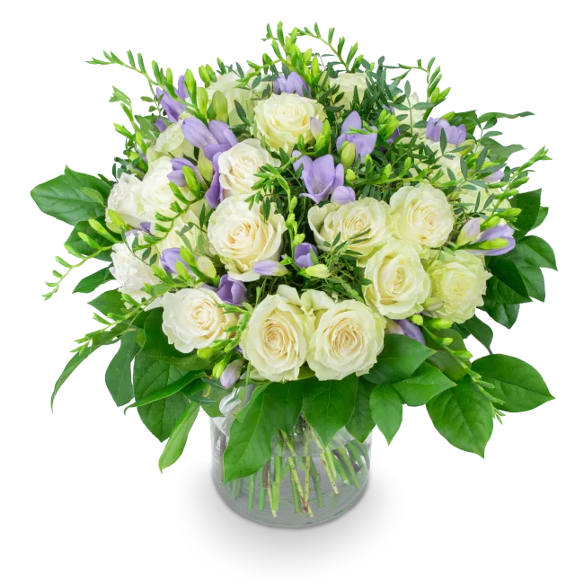 Bouquet of roses with freesia